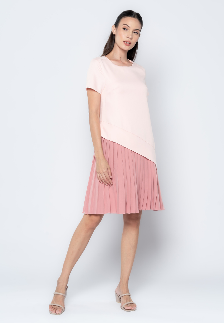 Two Tone Pleated Skirt Dress