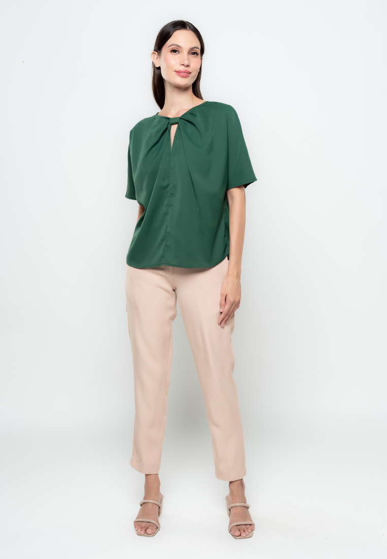 Milca V-Knot Peek-a-boo Blouse