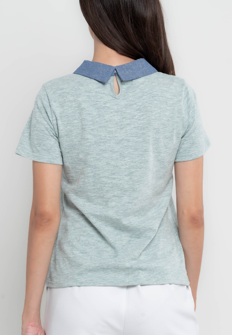 Melody Harp Embroidery Collared T-Shirt