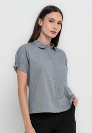 Megan Collared Extended Sleeves Cotton Blouse