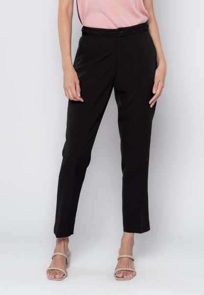 Slim Formal Pants With Braided Waist Detail