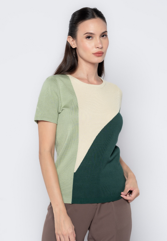 Geometric Plain Textured Knit Top