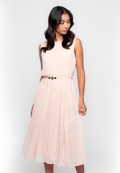 Milan Full Pleated Dress with Adjustable Belt