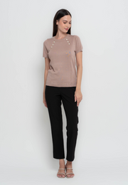 Ina Button Detail Flat knit Top