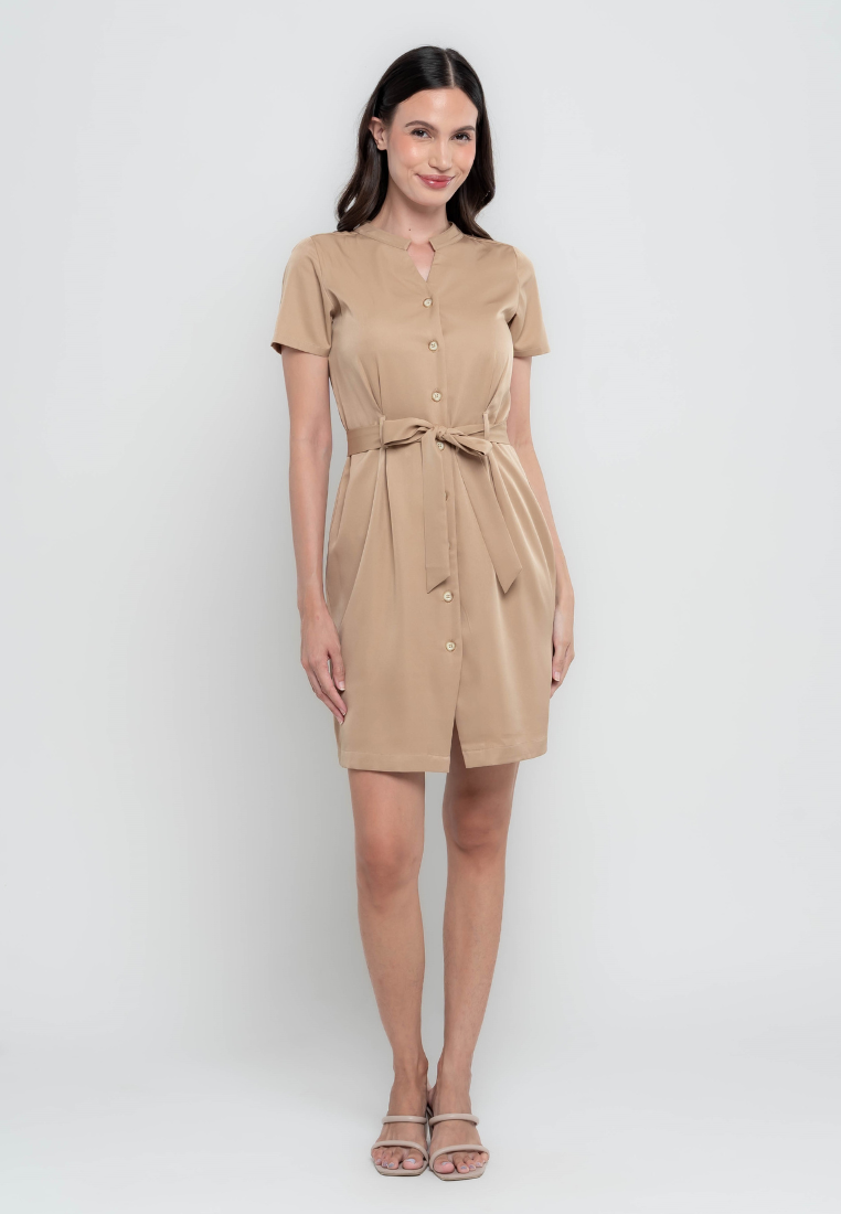 Front Ribbon Semi-A line Dress