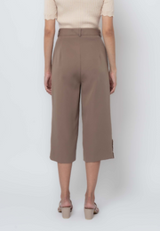 Casual Capri Pants with Pleated Tab Detail