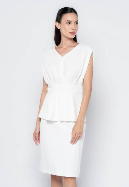 Pleated Detail Peplum Dress