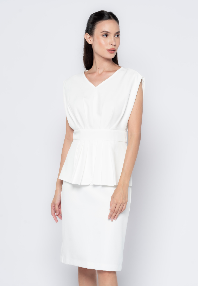 Pleated Detail Peplum Dress