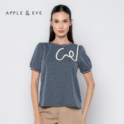 Embellished Monogram Textured Top