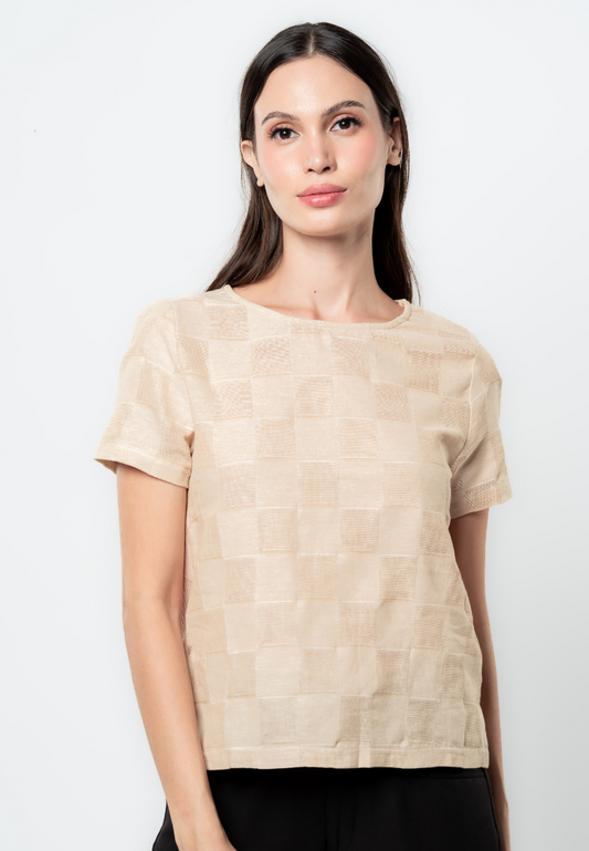 Elle Textured Cotton Boxy Top