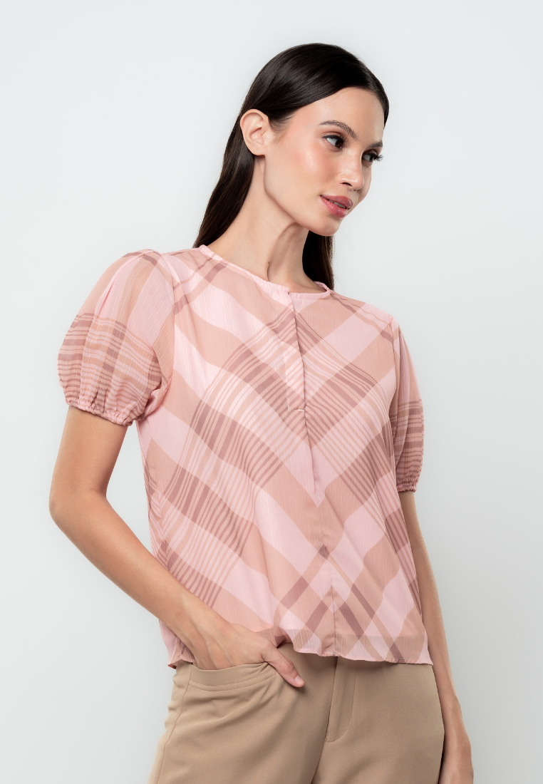 Alyssa Checkered Print Top