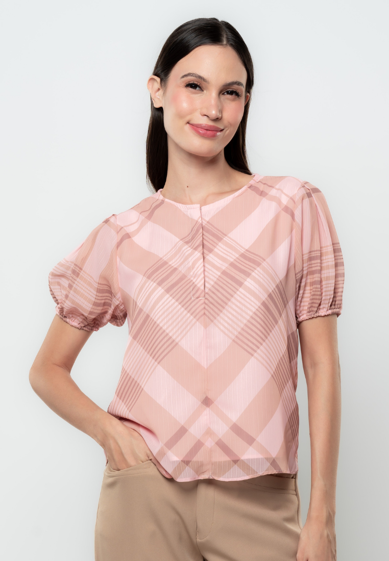 Alyssa Checkered Print Top