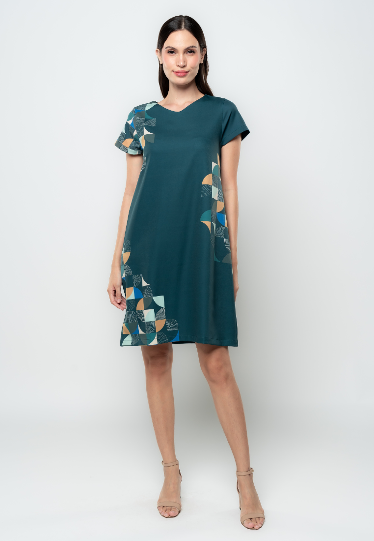 Shelly Abstract Graphic Shift Dress