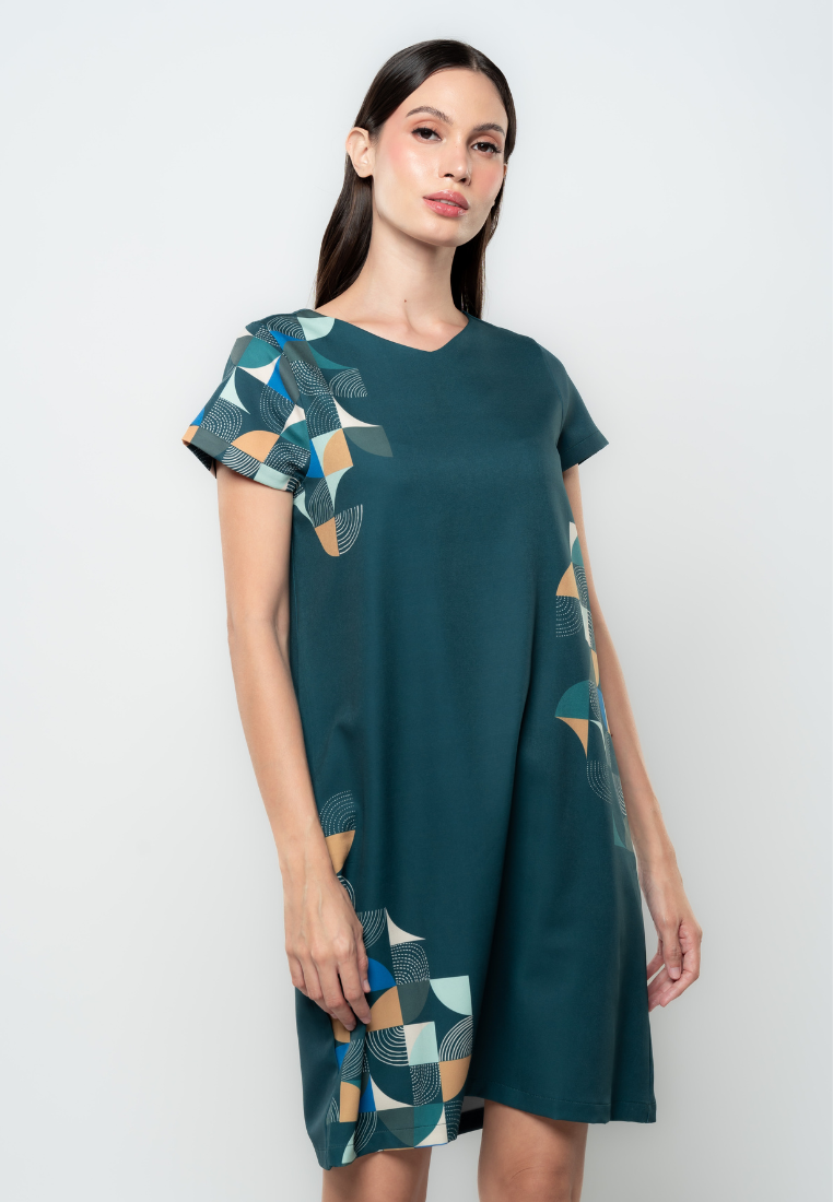 Shelly Abstract Graphic Shift Dress