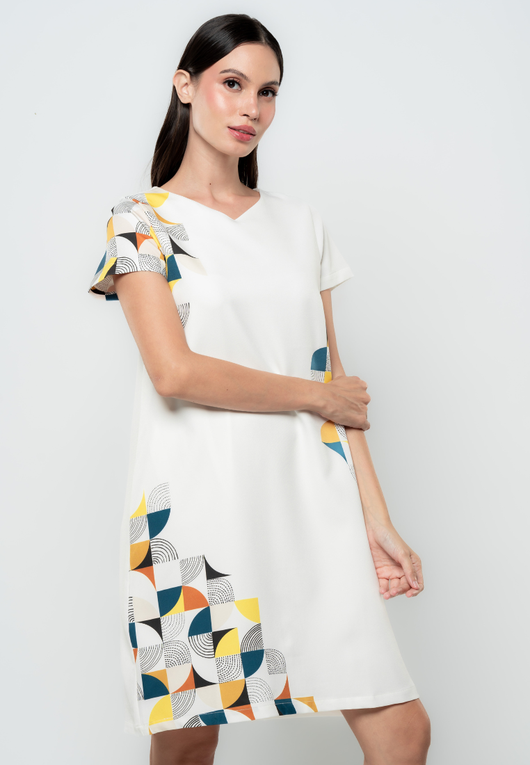 Shelly Abstract Graphic Shift Dress