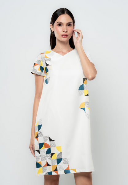 Shelly Abstract Graphic Shift Dress