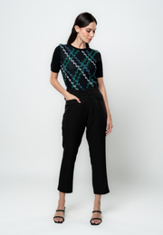 Nelly Diagonal Check Flat Knit Top