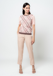 Nelly Diagonal Check Flat Knit Top