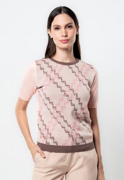 Nelly Diagonal Check Flat Knit Top