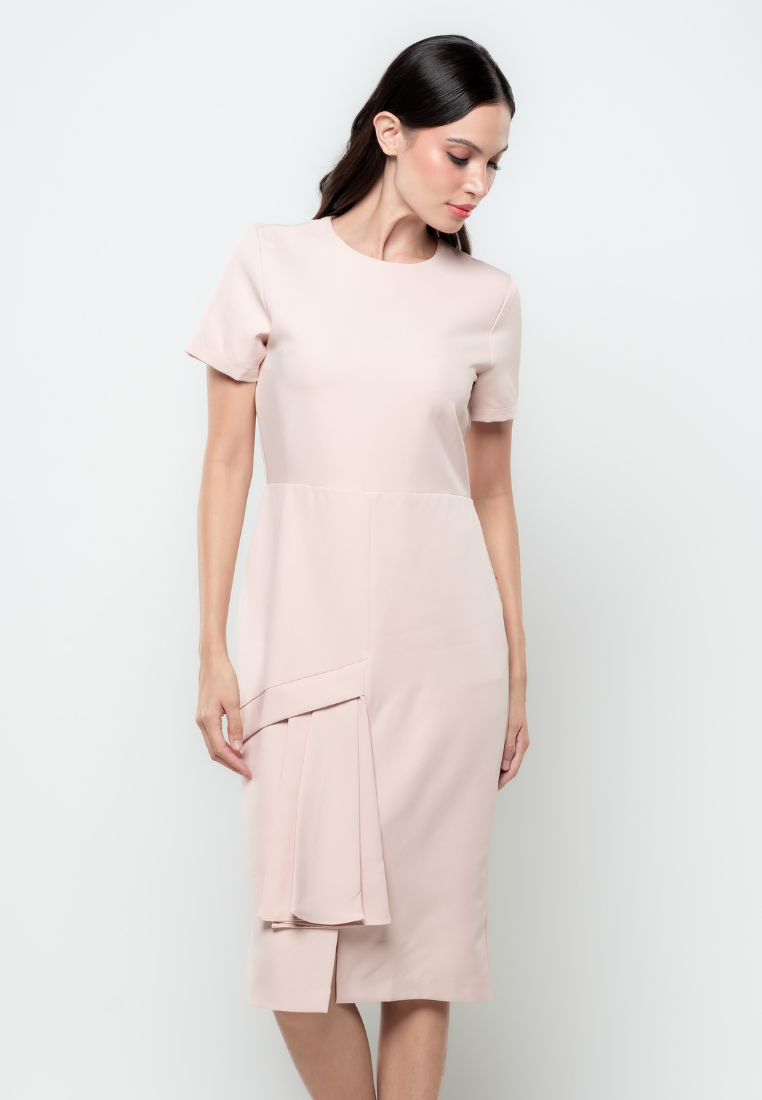 Sherry Pencil Cut Asymmetric Frill Dress