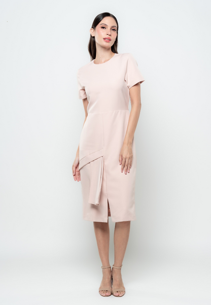 Sherry Pencil Cut Asymmetric Frill Dress