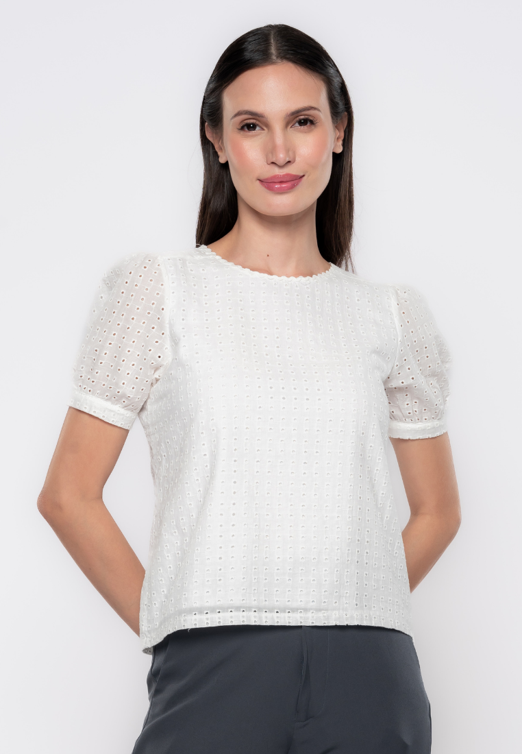 Lorreine Geometric Eyelet Blouse