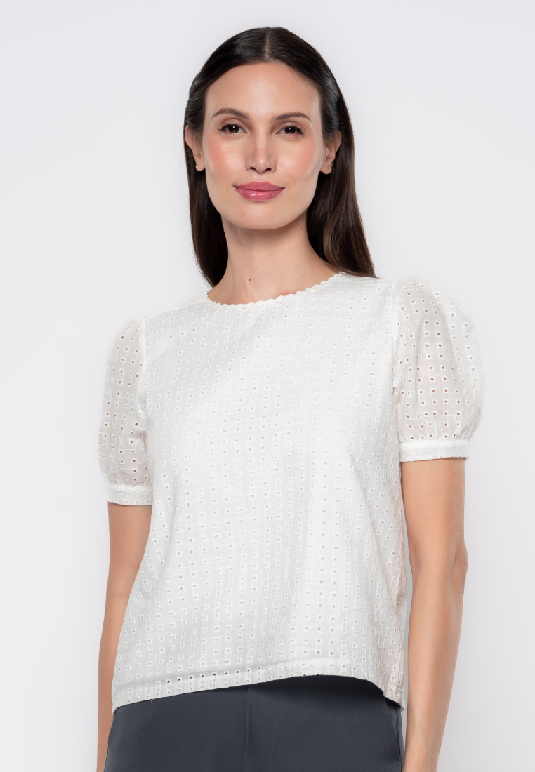 Lorreine Geometric Eyelet Blouse