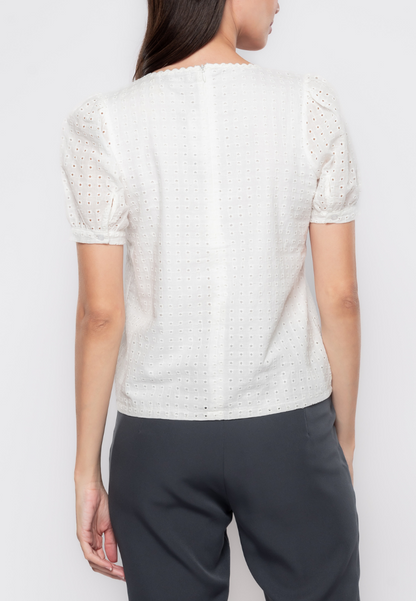 Lorreine Geometric Eyelet Blouse