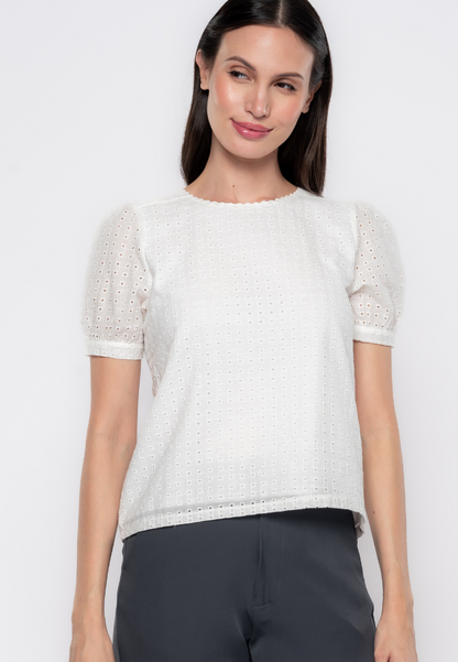 Lorreine Geometric Eyelet Blouse