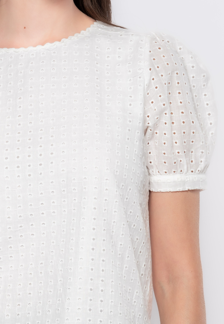 Lorreine Geometric Eyelet Blouse