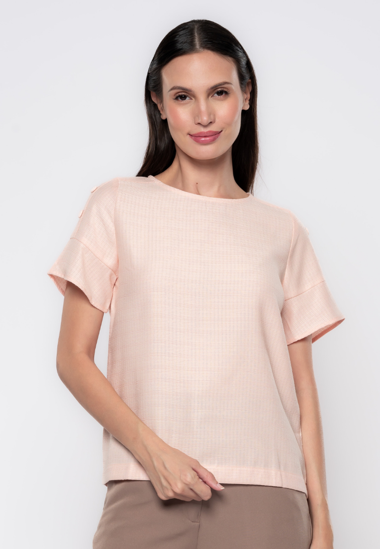 Haidee Jacquard Frilled Sleeves Top