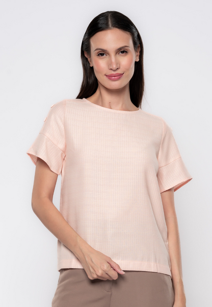 Haidee Jacquard Frilled Sleeves Top