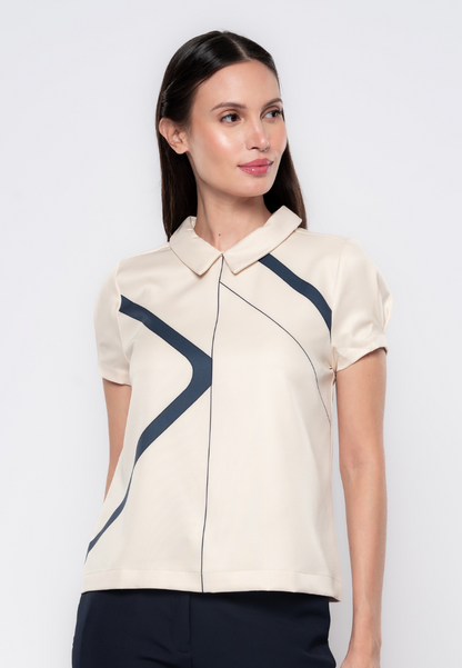 Sylvie Line Printed Collared Top