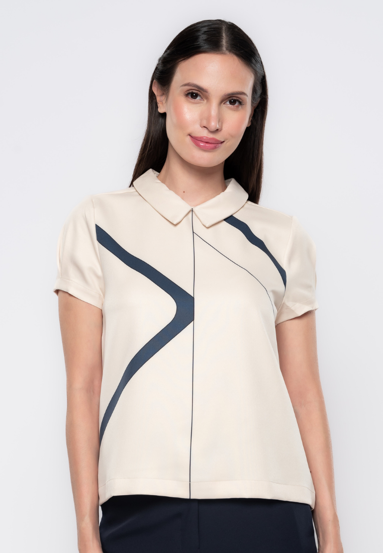 Sylvie Line Printed Collared Top