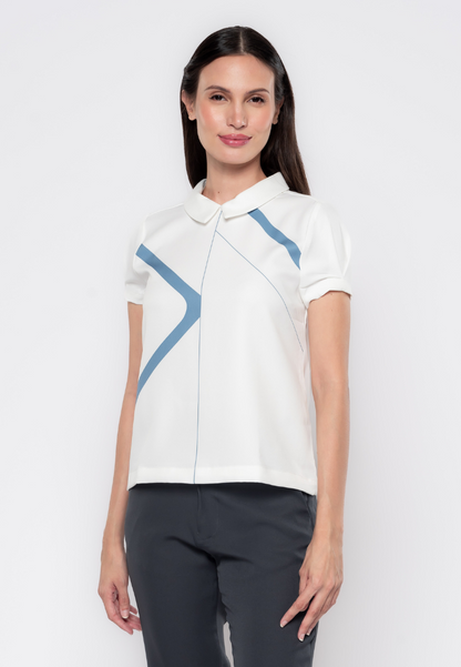 Sylvie Line Printed Collared Top