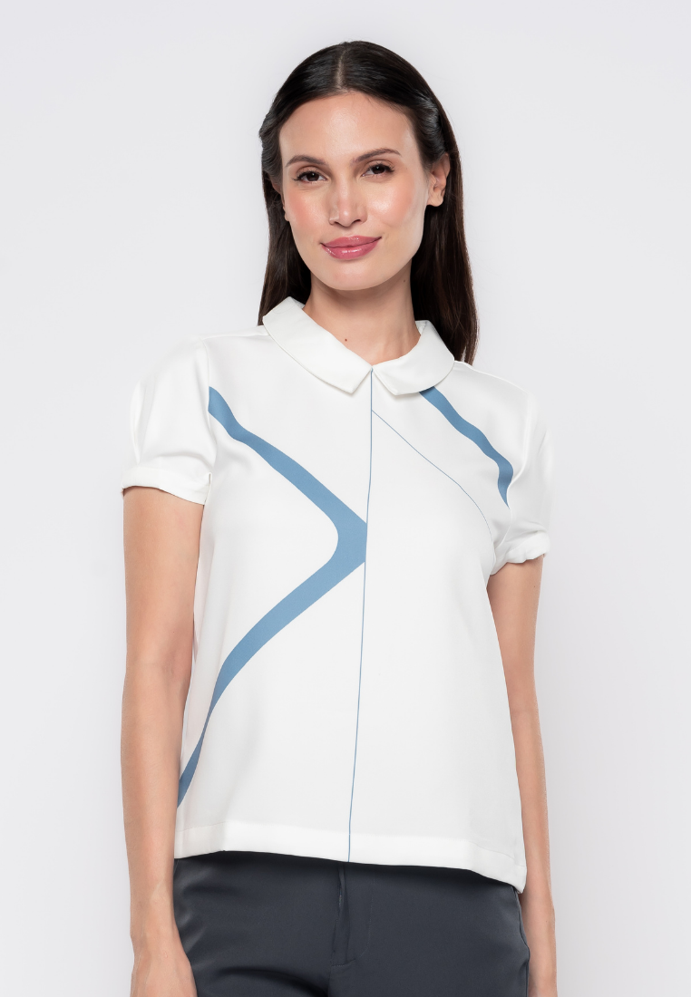 Sylvie Line Printed Collared Top