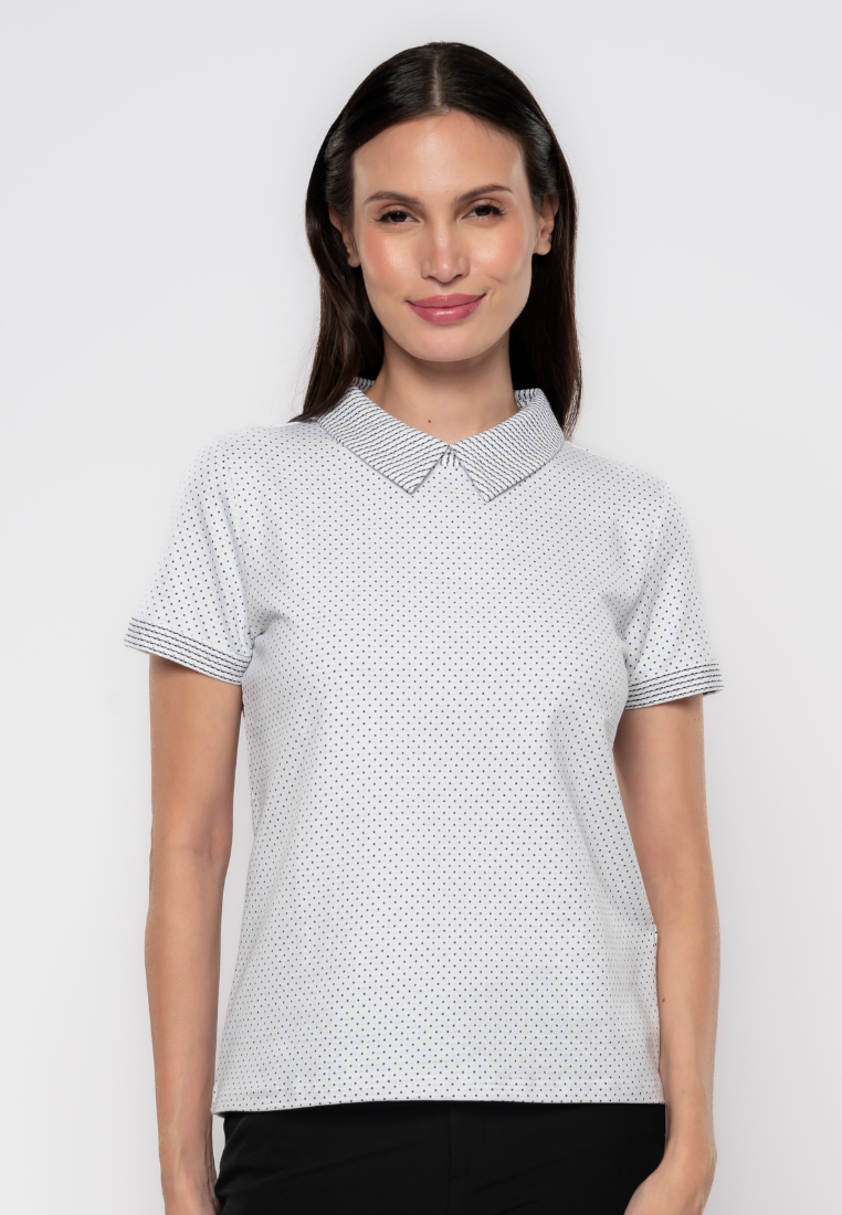 Mariz Polka Dot Collared Top