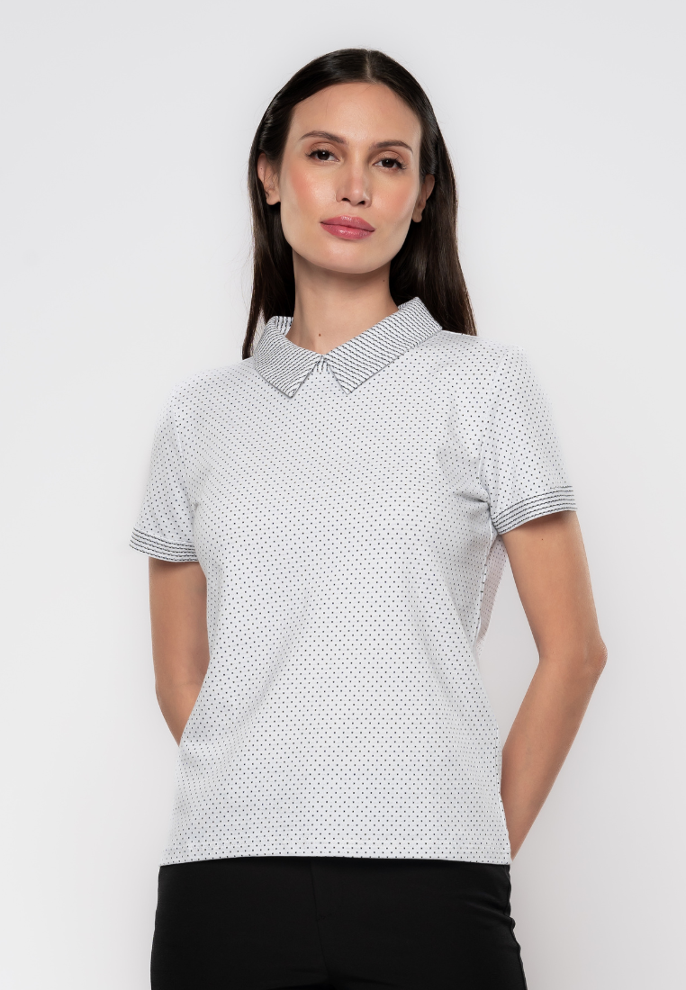 Mariz Polka Dot Collared Top