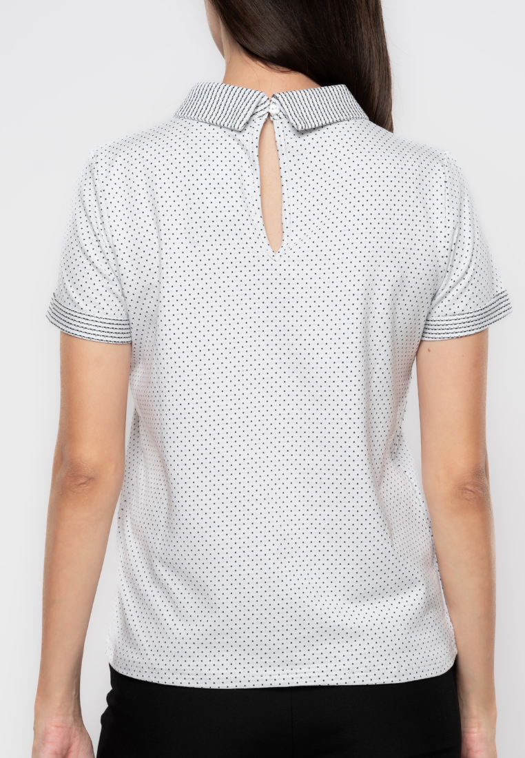 Mariz Polka Dot Collared Top