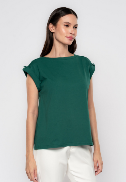 Saoirse Semi High Neck Plain T-shirt