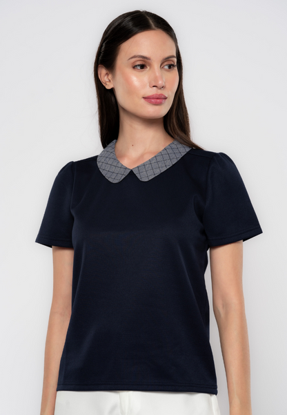 Rosalie With Criss Cross Peterpan Collar Top