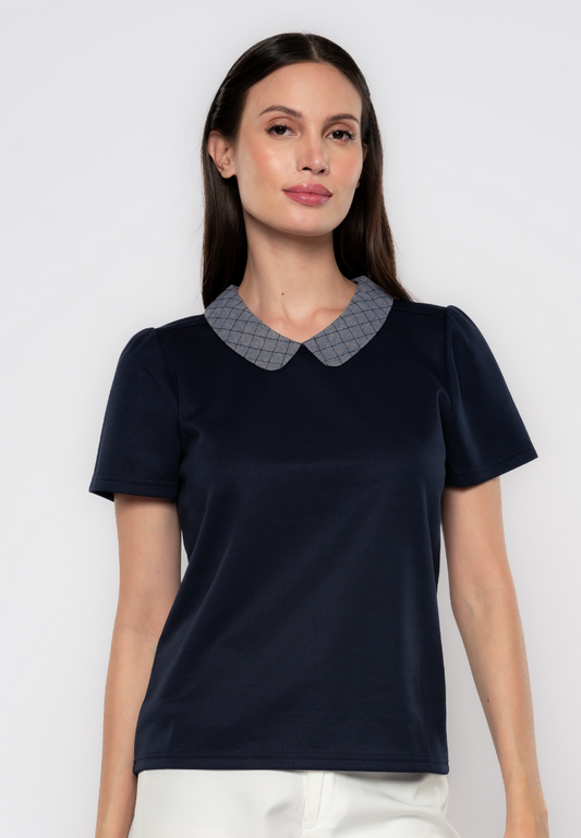 Rosalie With Criss Cross Peterpan Collar Top