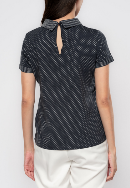 Mariz Polka Dot Collared Top