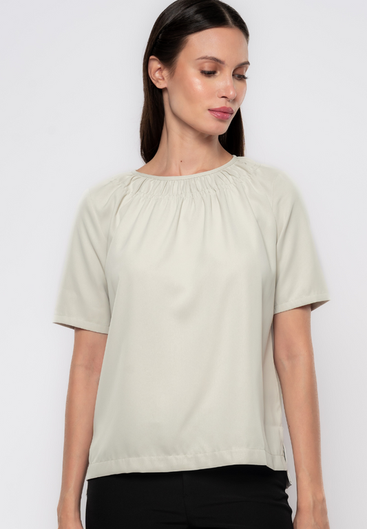 Georgette Smocked Neckline Top