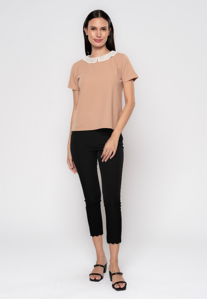 Soleil Lace Collared Knit Blouse