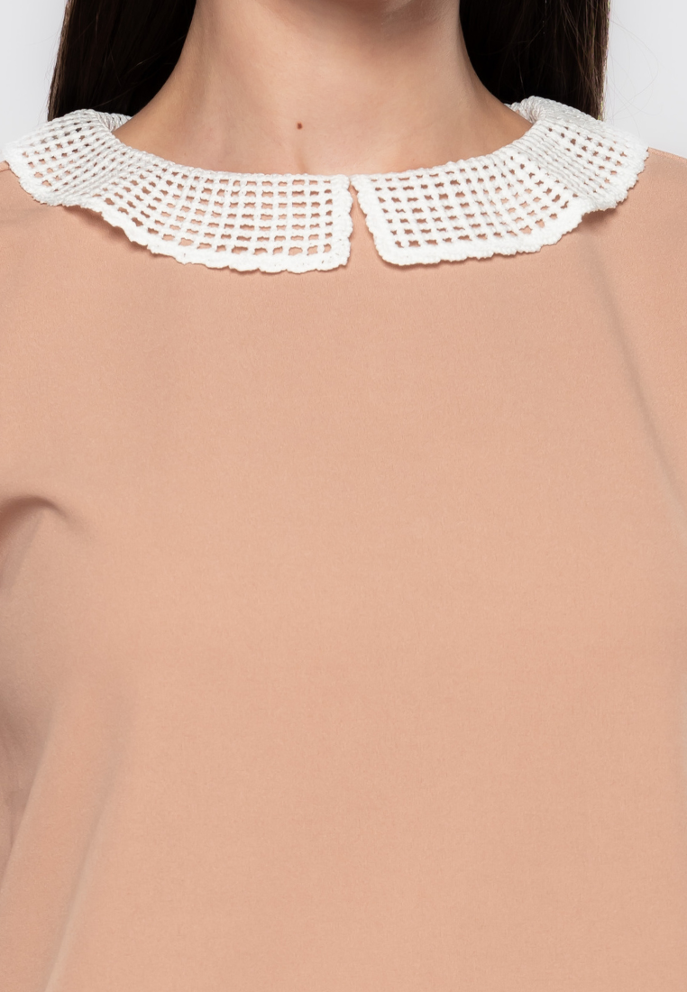 Soleil Lace Collared Knit Blouse