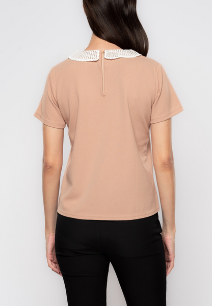 Soleil Lace Collared Knit Blouse