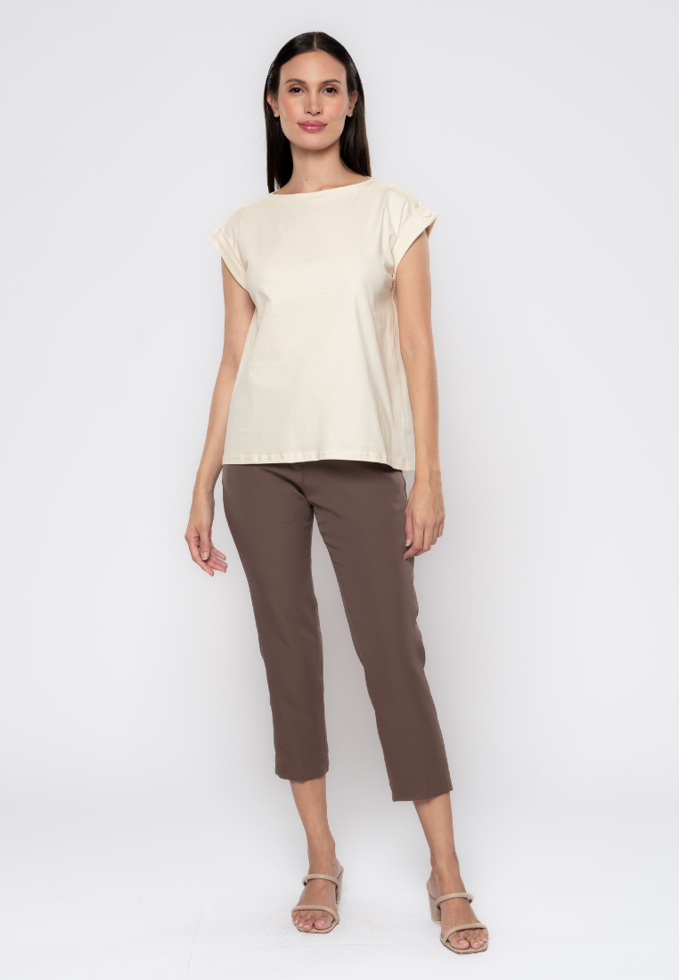 Saoirse Semi High Neck Plain T-shirt