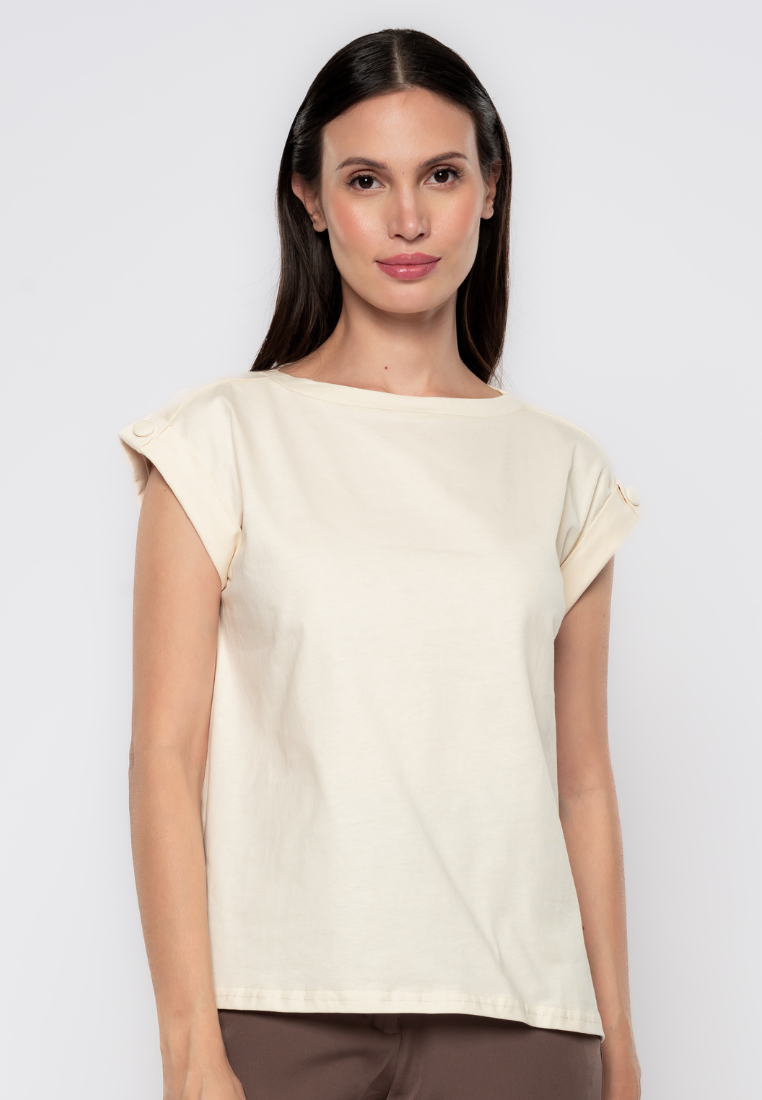 Saoirse Semi High Neck Plain T-shirt