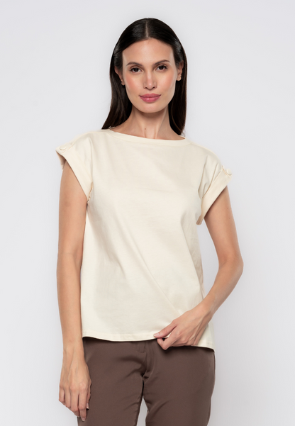 Saoirse Semi High Neck Plain T-shirt